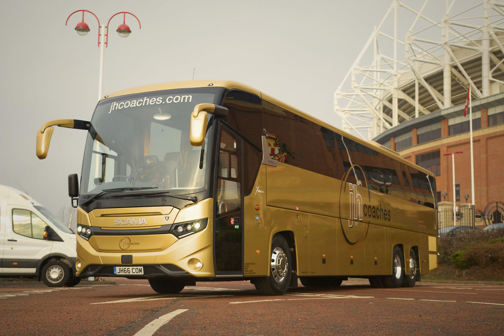 Coach outside stadium