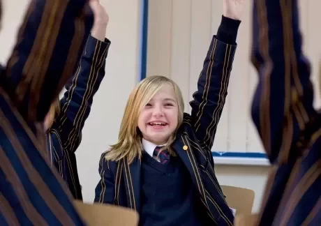 Student with hand up