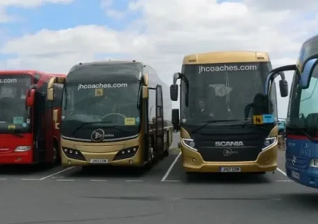 Coaches parked in a row